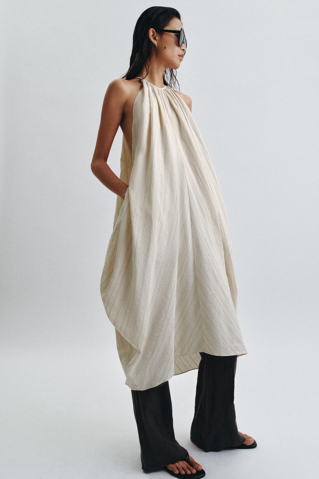 ПЛАТЬЕ ИЗ СМЕСОВОГО ЛЬНА С ГОРЛОВИНОЙ ХАЛТЕР — ZW COLLECTION