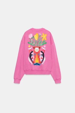 Толстовка с эффектом потертости и принтом- Заказать в России