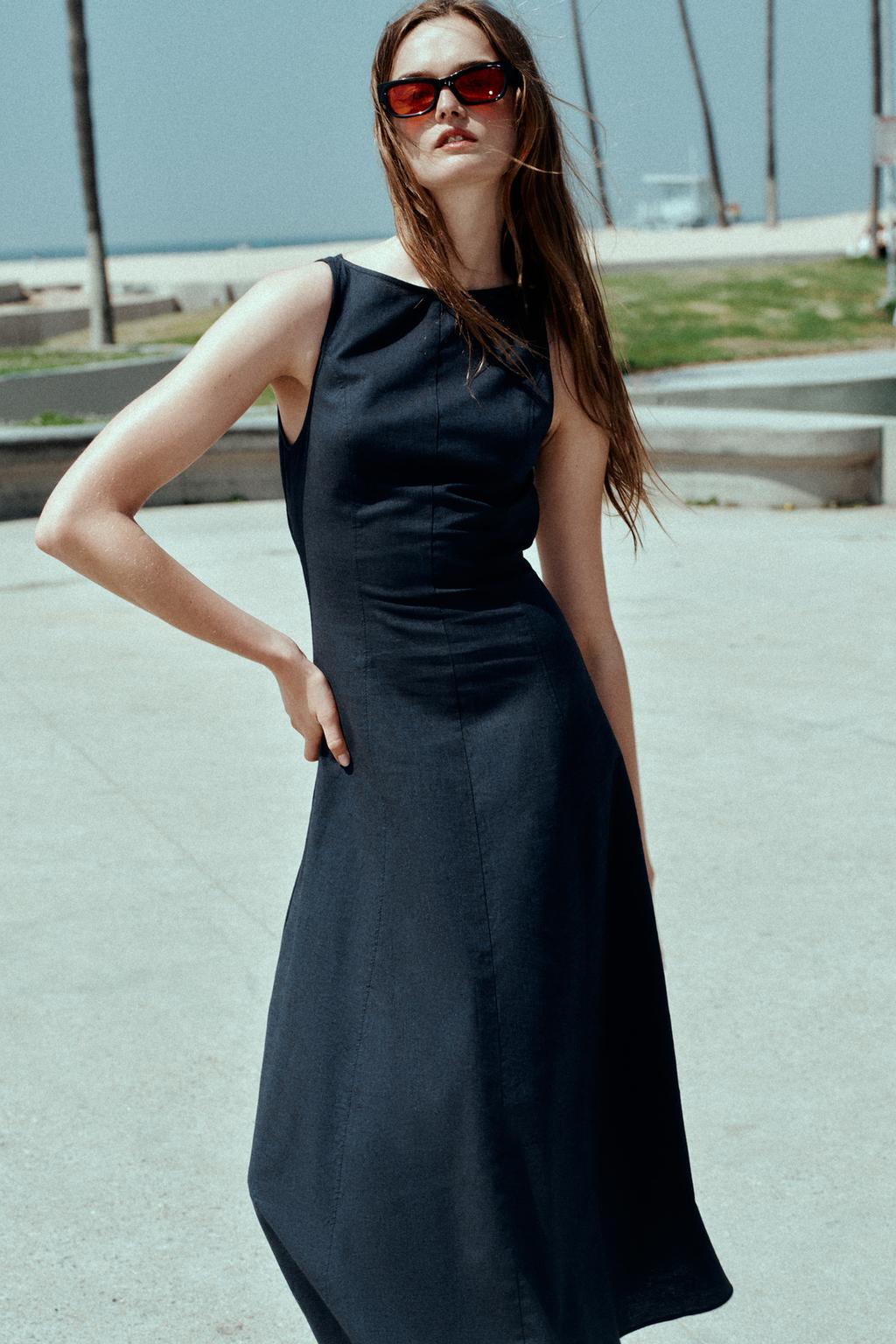 ПЛАТЬЕ МИДИ ИЗО ЛЬНА С ОТКРЫТОЙ СПИНОЙ