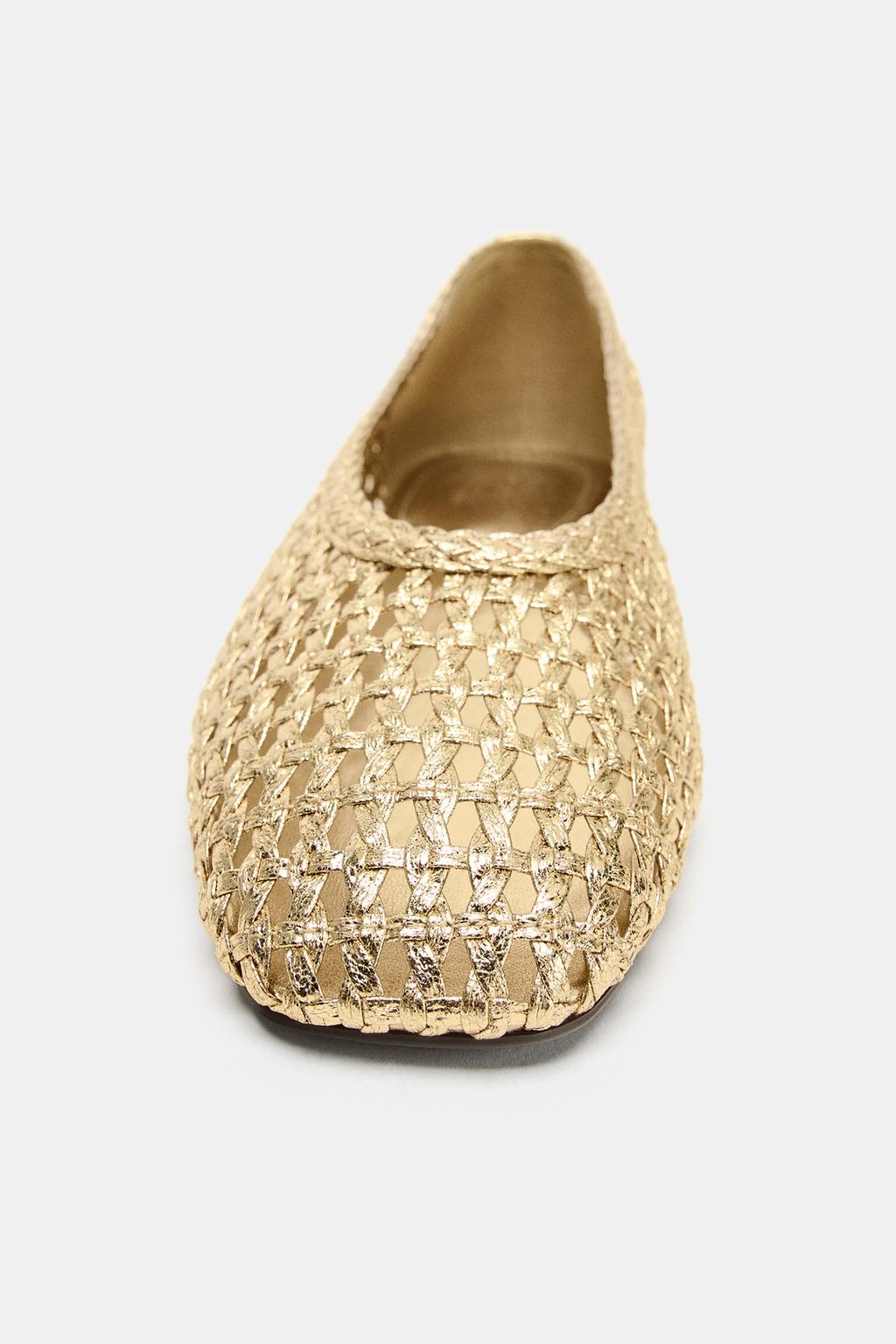 БАЛЕТКИ МЕТАЛЛИК С ЭФФЕКТОМ ПЛЕТЕНИЯ