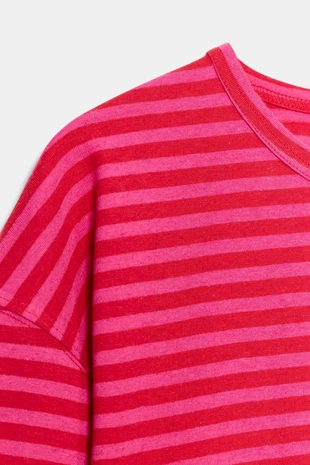 Футболка в полоску из хлопка и льна- Заказать в России