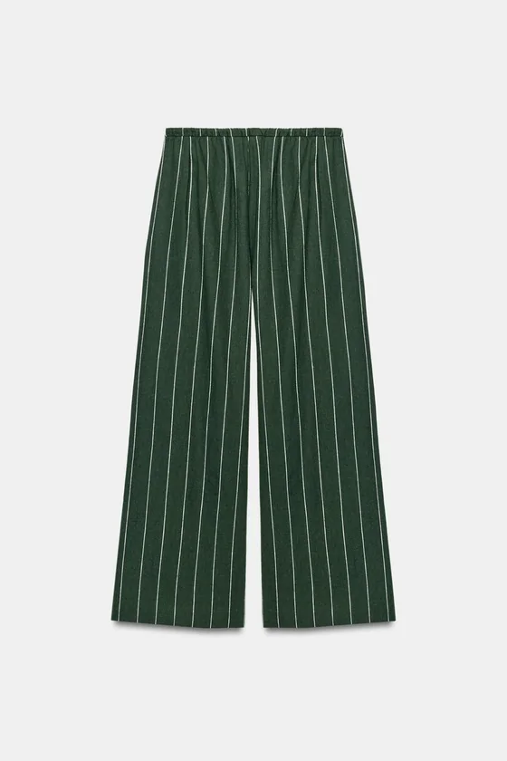 БРЮКИ В ПОЛОСКУ ИЗ СМЕСОВОГО ЛЬНА — коллекция Zara «ZW»