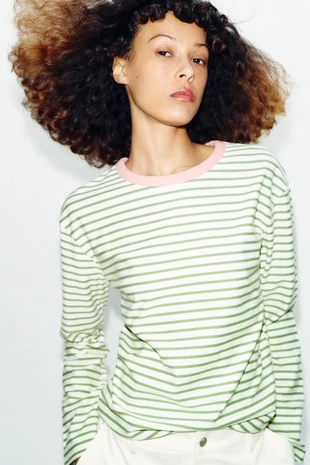 Футболка в полоску с длинными рукавами- Заказать в России