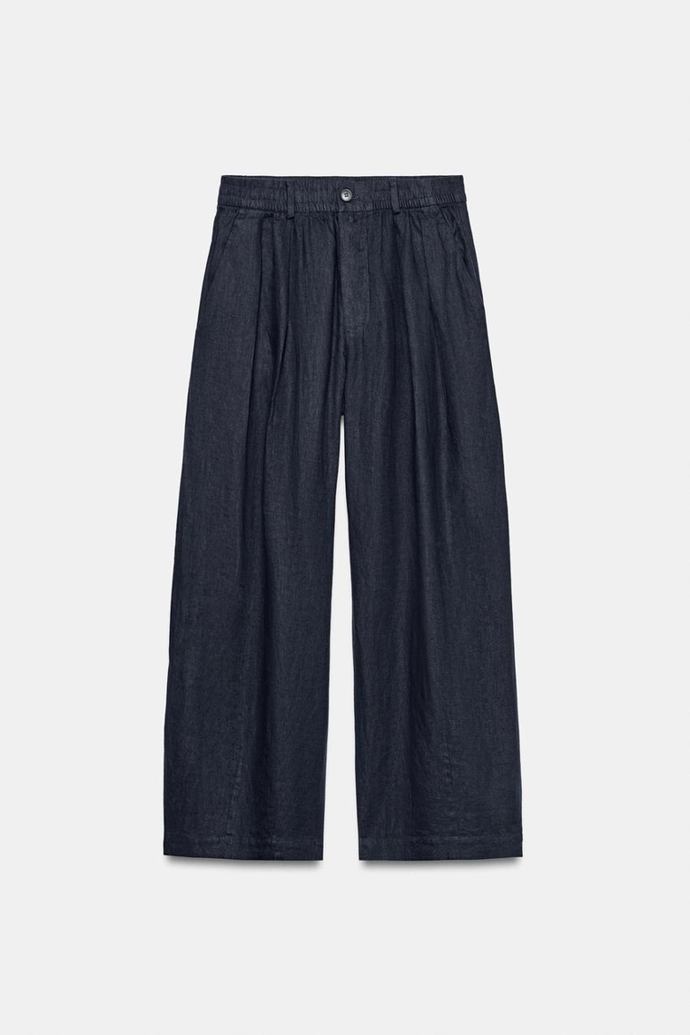 Брюки с плиссировкой из 100% льна Zara «ZW»