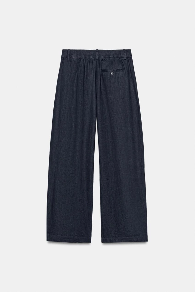 Брюки с плиссировкой из 100% льна Zara «ZW»