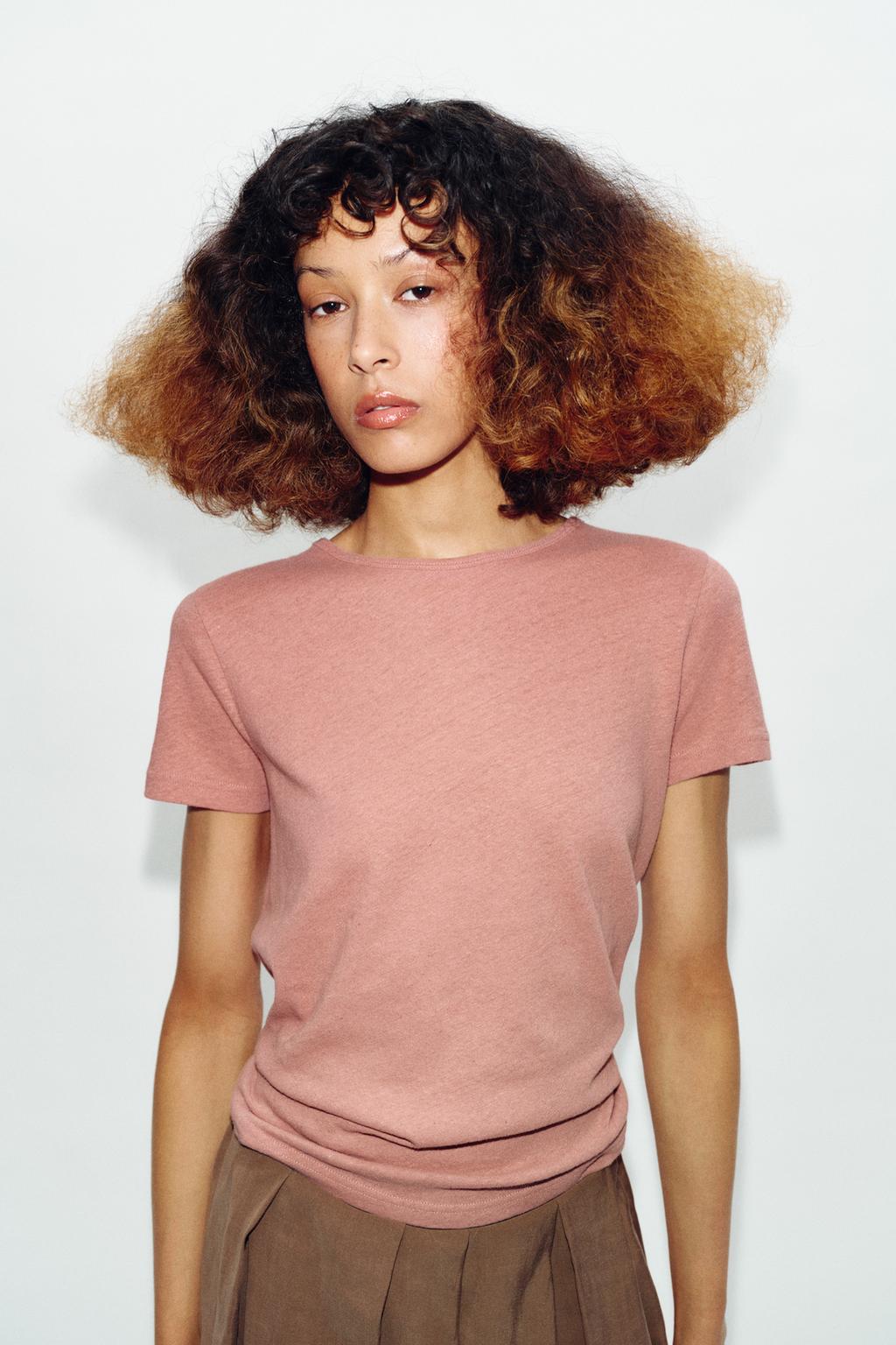 ФУТБОЛКА ИЗ ХЛОПКА И ЛЬНА С КОРОТКИМИ РУКАВАМИ