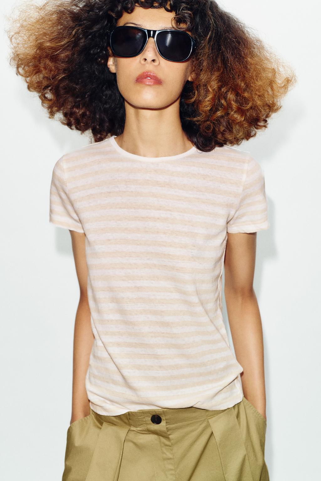 ФУТБОЛКА ИЗ ХЛОПКА И ЛЬНА С КОРОТКИМИ РУКАВАМИ