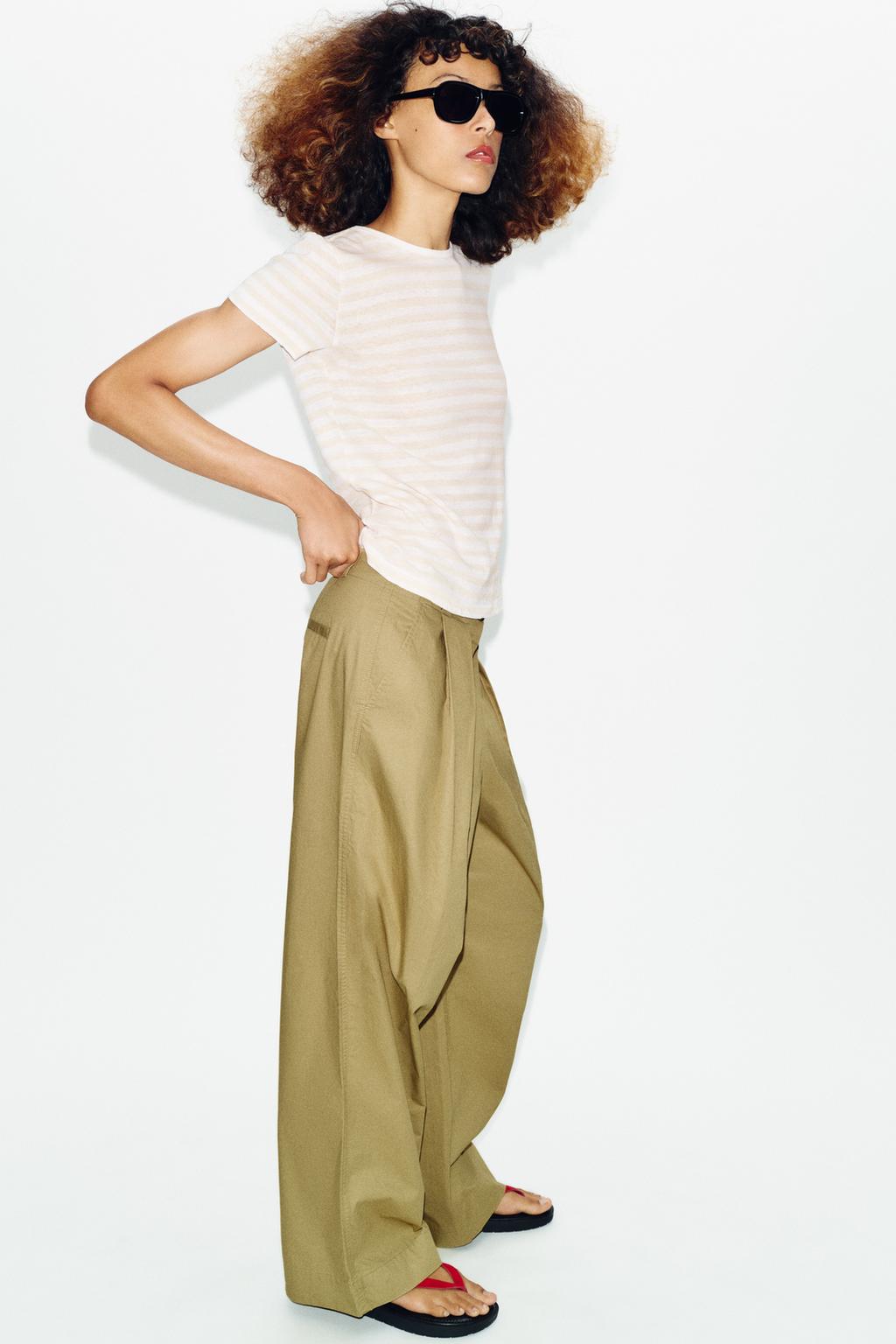 ФУТБОЛКА ИЗ ХЛОПКА И ЛЬНА С КОРОТКИМИ РУКАВАМИ