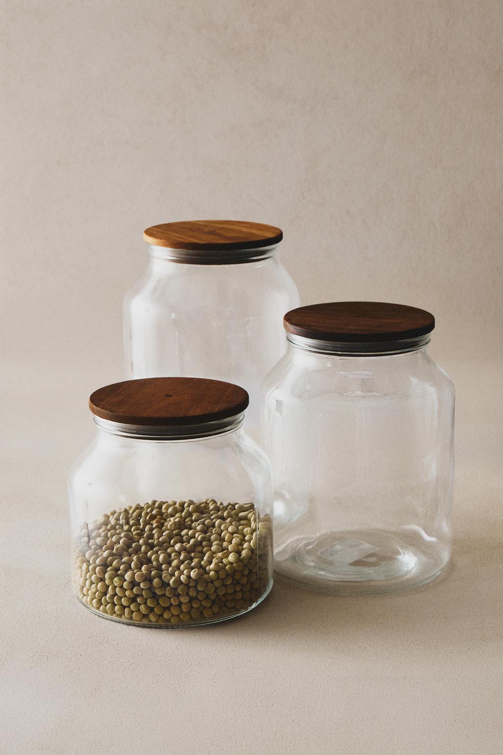 Банка для хранения из стекла и акациевого дерева