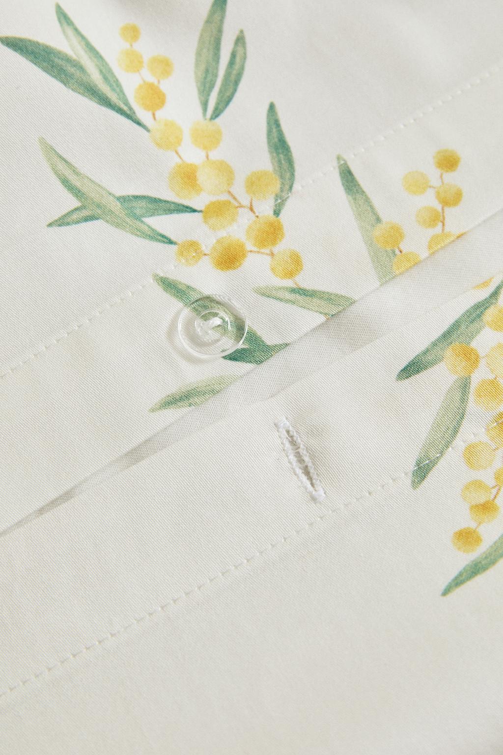 Покрывало из хлопкового сатина с цветочным принтом мимозы