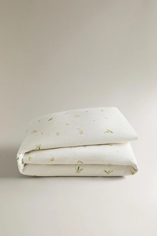 Покрывало из льна и хлопка с миниатюрным цветочным принтом мимозы- Заказать в России