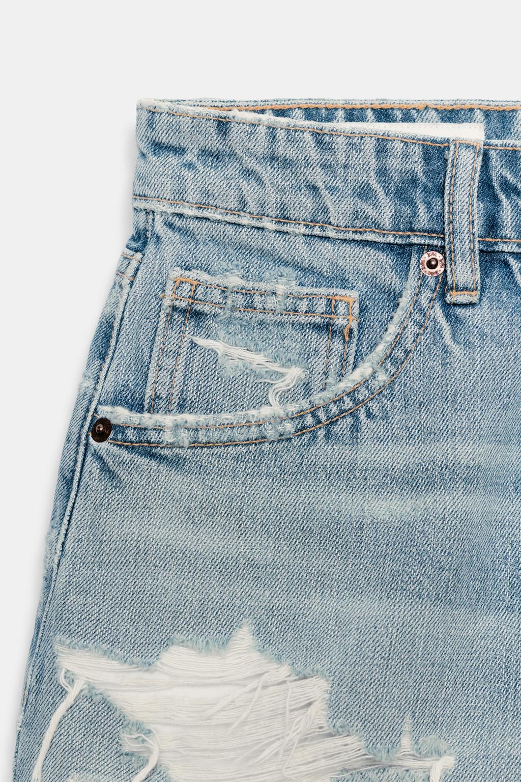 ДЖИНСОВЫЕ ШОРТЫ TRF С ВЫСОКОЙ ПОСАДКОЙ И РАЗРЫВАМИ