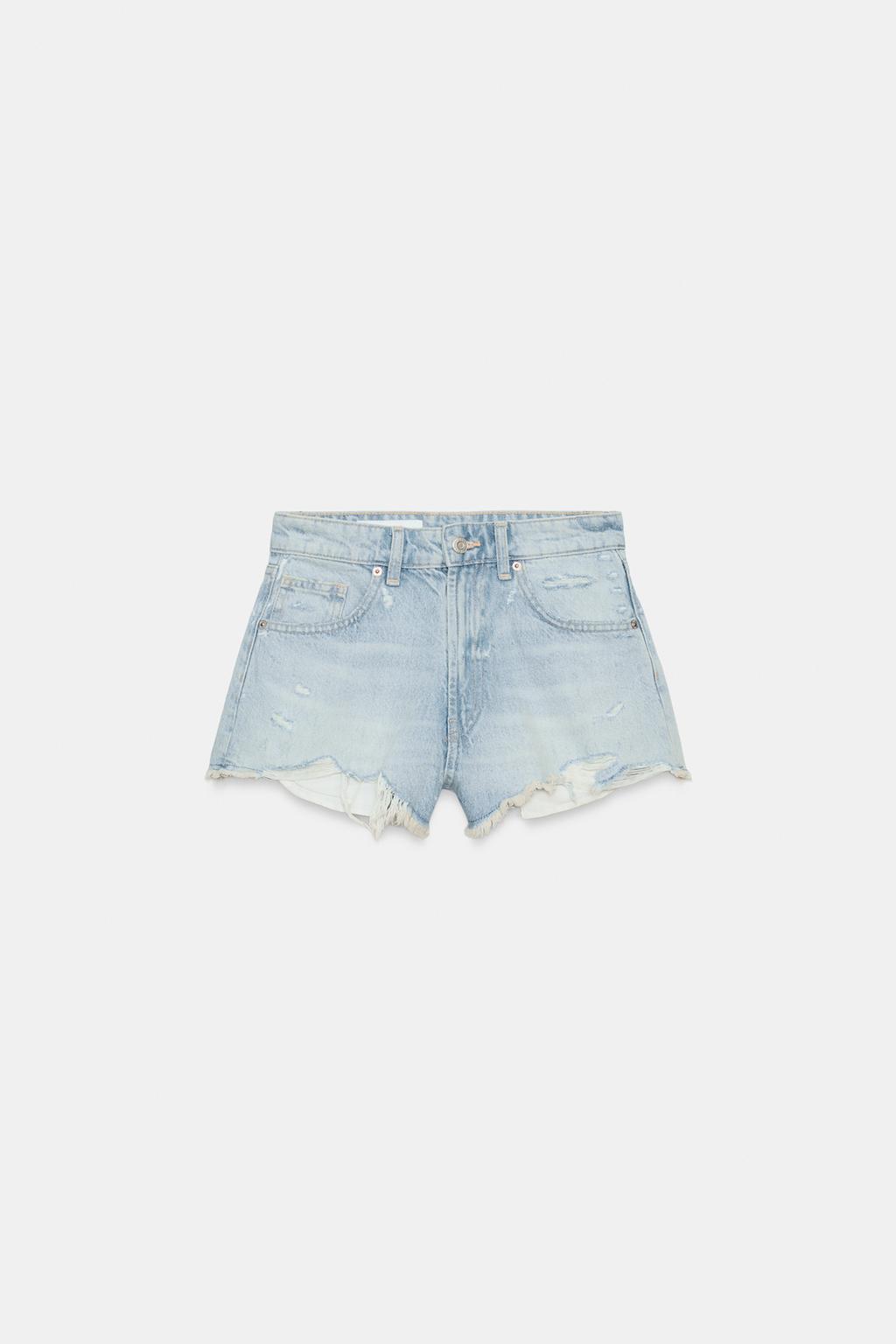 ДЖИНСОВЫЕ ШОРТЫ TRF С ВЫСОКОЙ ПОСАДКОЙ И РАЗРЫВАМИ