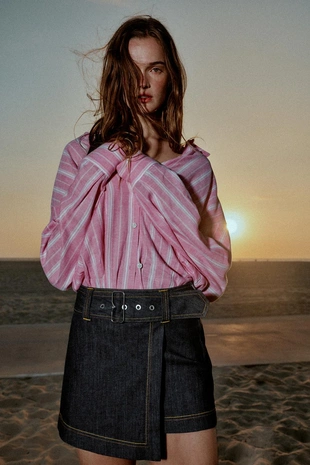 Юбка-шорты Z1975 с запахом и ремнем- Заказать в России