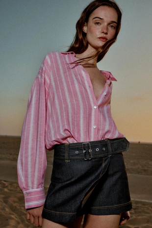 Юбка-шорты Z1975 с запахом и ремнем- Заказать в России