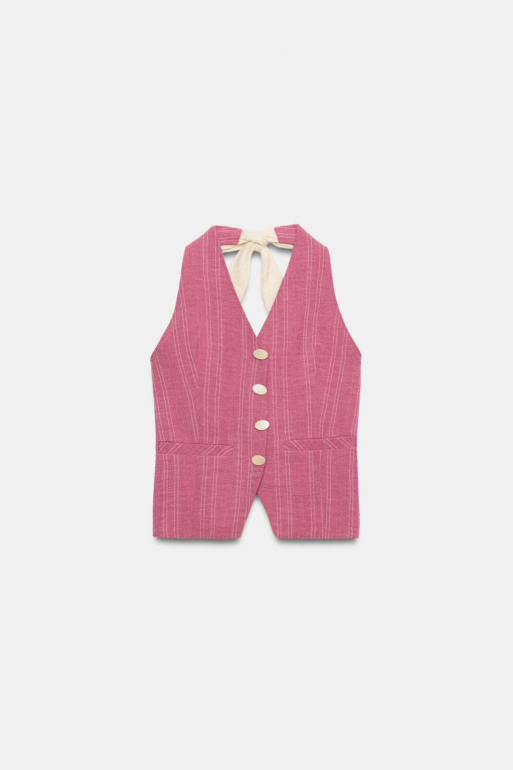 ЖИЛЕТ ХАЛТЕР В ПОЛОСКУ С ЗАВЯЗКАМИ