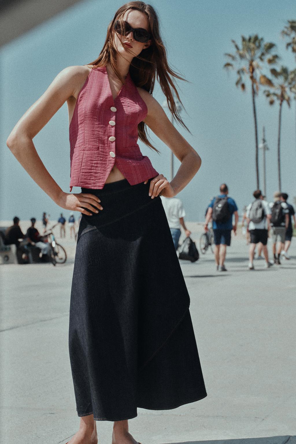 ЖИЛЕТ ХАЛТЕР В ПОЛОСКУ С ЗАВЯЗКАМИ