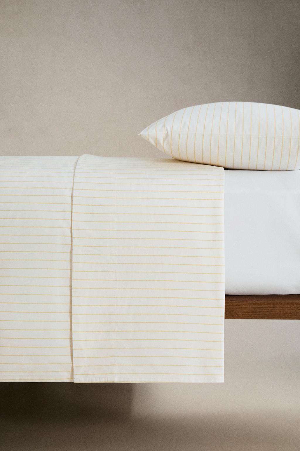 Простыня из выстиранного хлопка в полоску
