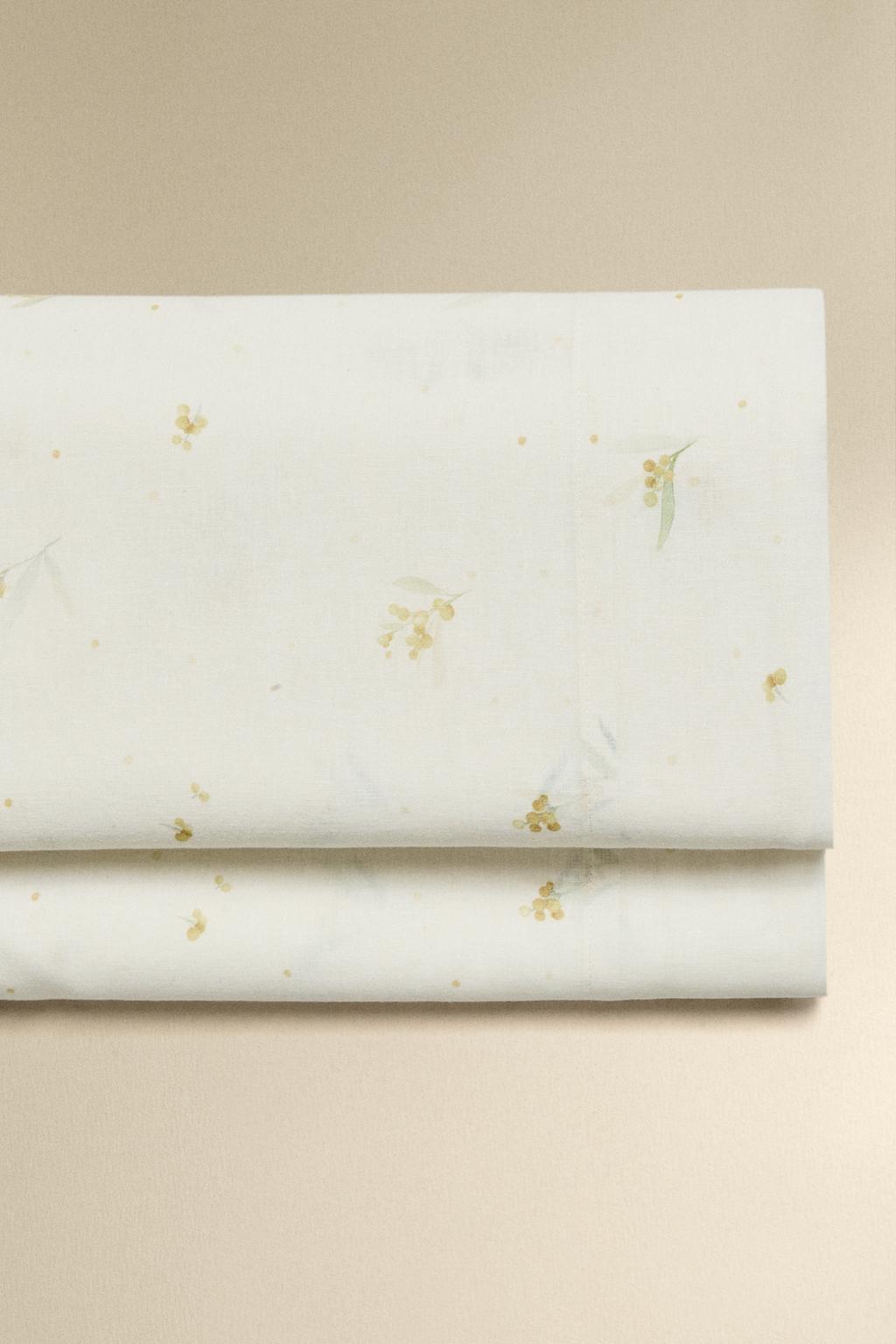 Полотенце на резинке из льна и хлопка с миниатюрным цветочным принтом мимозы