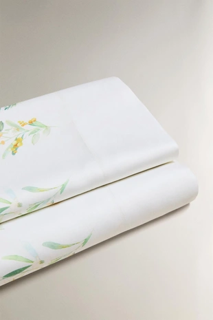 Простыня из сатина с аппликацией листьев и цветов- Заказать в России