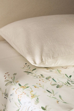 Простыня из сатина с аппликацией листьев и цветов- Заказать в России