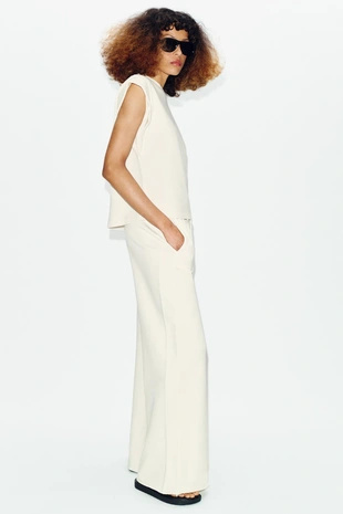 Хлопковая футболка со спущенными рукавами- Заказать в России