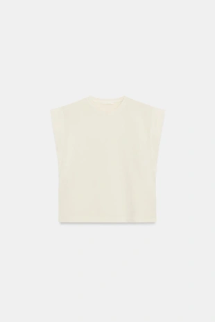 Хлопковая футболка со спущенными рукавами- Заказать в России