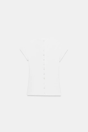 Футболка в рубчик на пуговицах