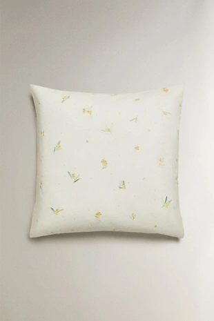 Наволочка из льна и хлопка с принтом мини-мимозы- Заказать в России