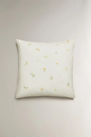 Наволочка из льна и хлопка с принтом мини-мимозы- Заказать в России