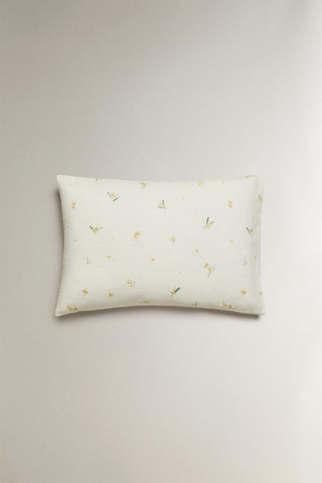 Наволочка из льна и хлопка с принтом мини-мимозы