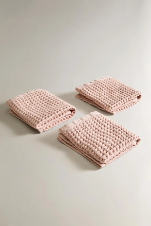 Полотенце из хлопка с вафельным плетением (набор из 3 штук)