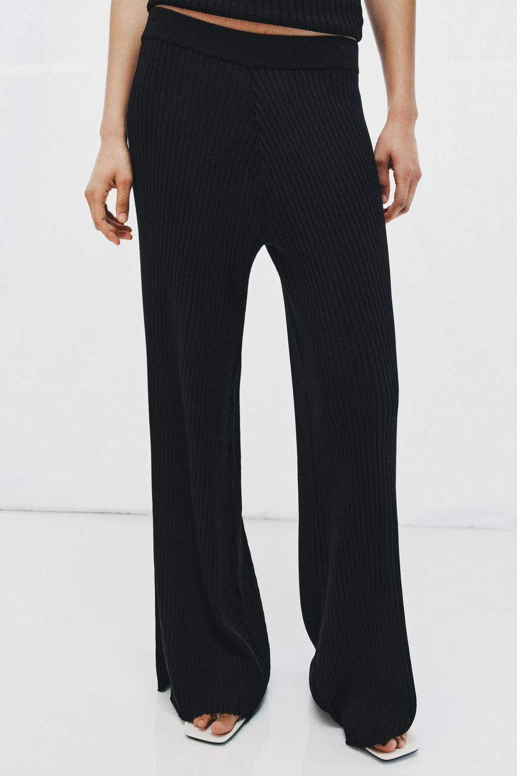 ШИРОКИЕ ТРИКОТАЖНЫЕ БРЮКИ В РУБЧИК