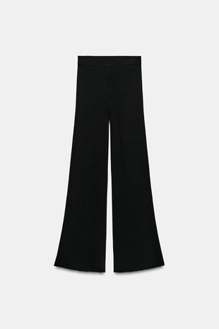 Широкие трикотажные брюки в рубчик- Заказать в России