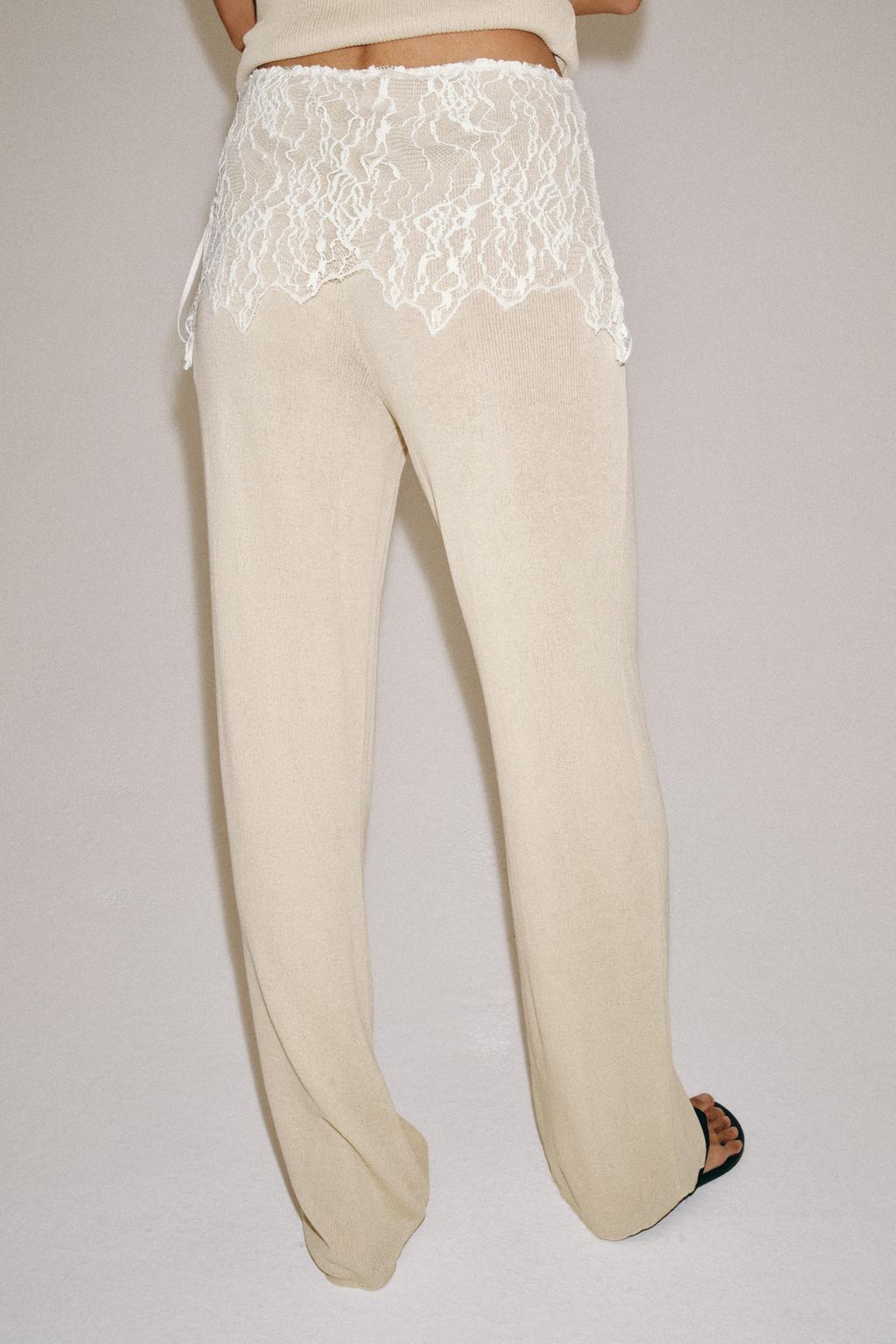 БРЮКИ В РУБЧИК С КРУЖЕВОМ