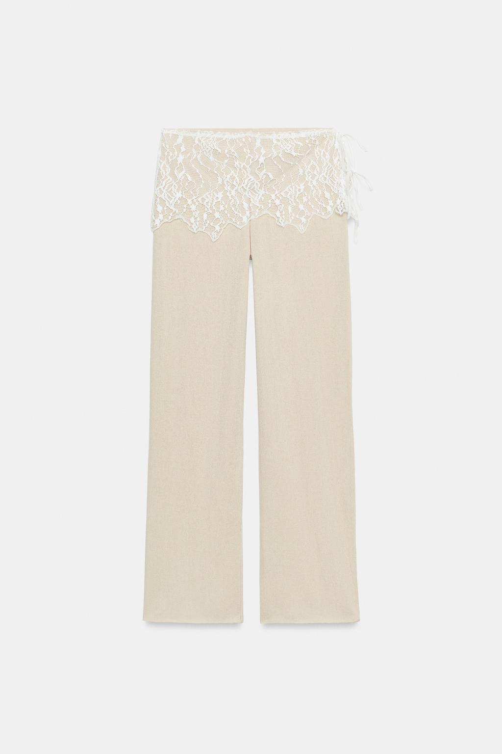 БРЮКИ В РУБЧИК С КРУЖЕВОМ