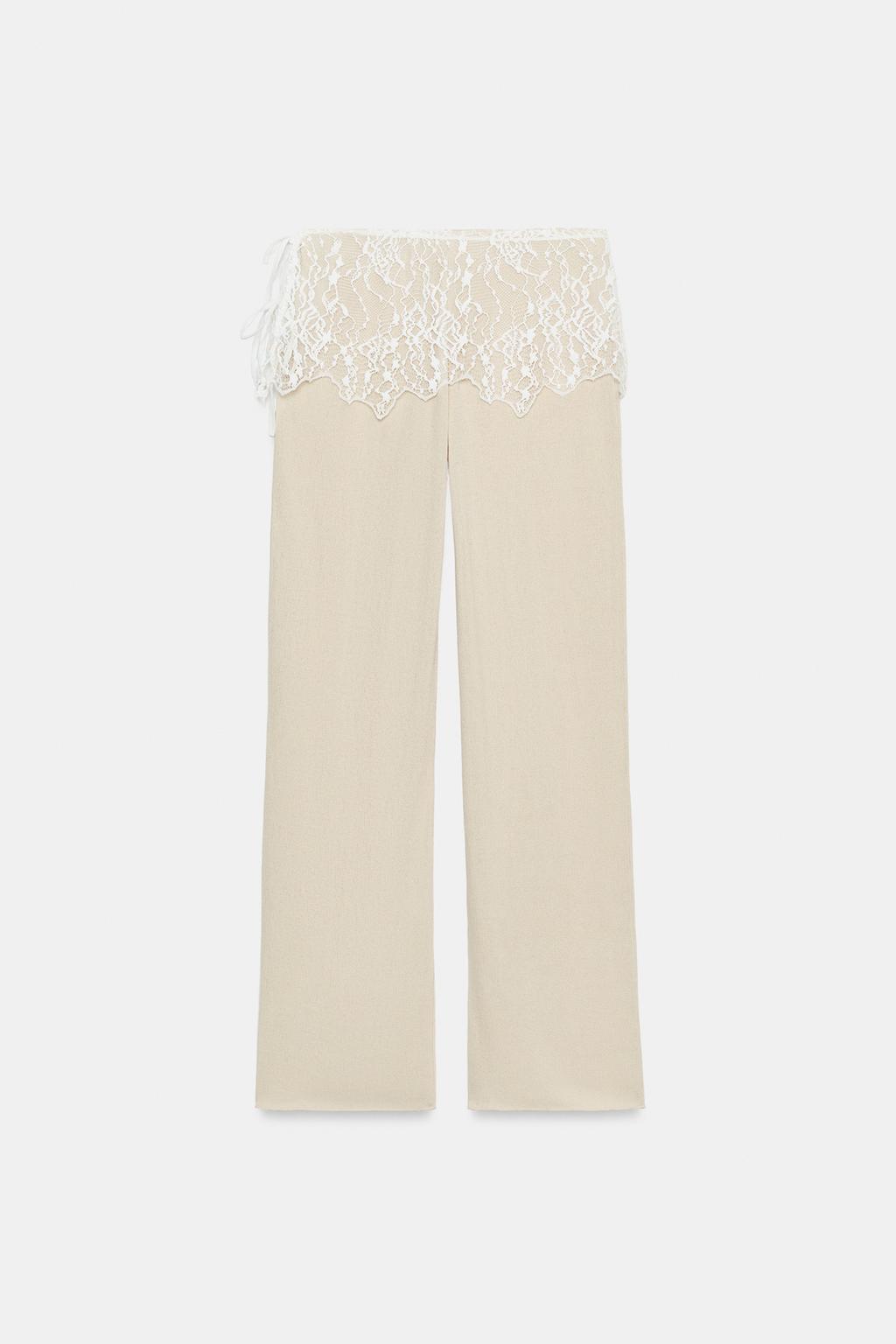 БРЮКИ В РУБЧИК С КРУЖЕВОМ