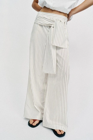 Широкие брюки в полоску с платком- Заказать в России