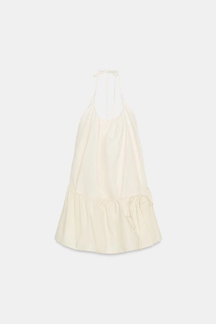 Платье из нейлона с горловиной халтер- Заказать в России