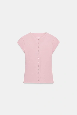 Футболка в рубчик на пуговицах