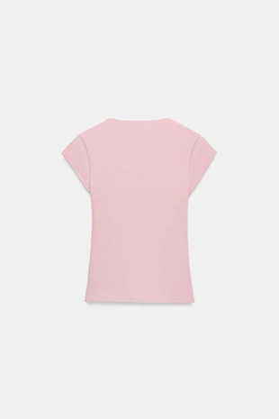 Футболка в рубчик на пуговицах- Заказать в России