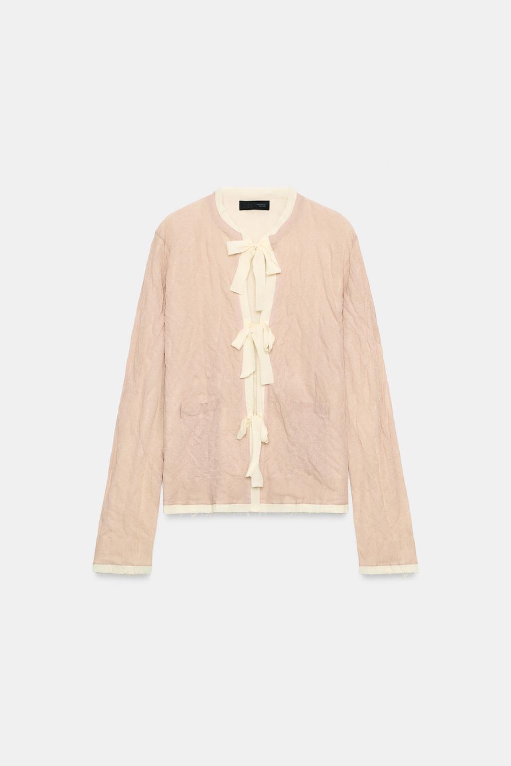 КАРДИГАН С БАНТАМИ И КОНТРАСТНЫМИ ДЕТАЛЯМИ