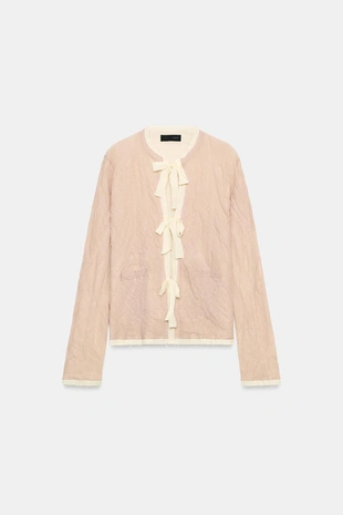 Кардиган с бантами и контрастными деталями- Заказать в России