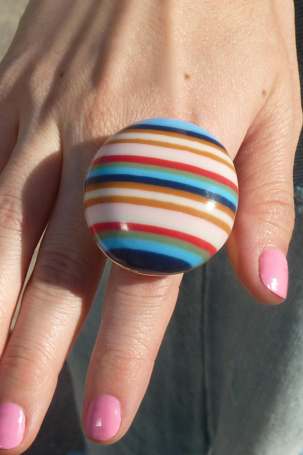 НАБОР ИЗ 2 КОЛЕЦ С ПОЛОСКАМИ ИЗ СМОЛЫ