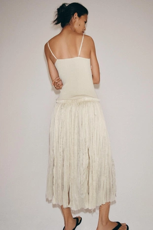 Beige-pink | 1223/014/942 - Zara Комбинированное платье миди