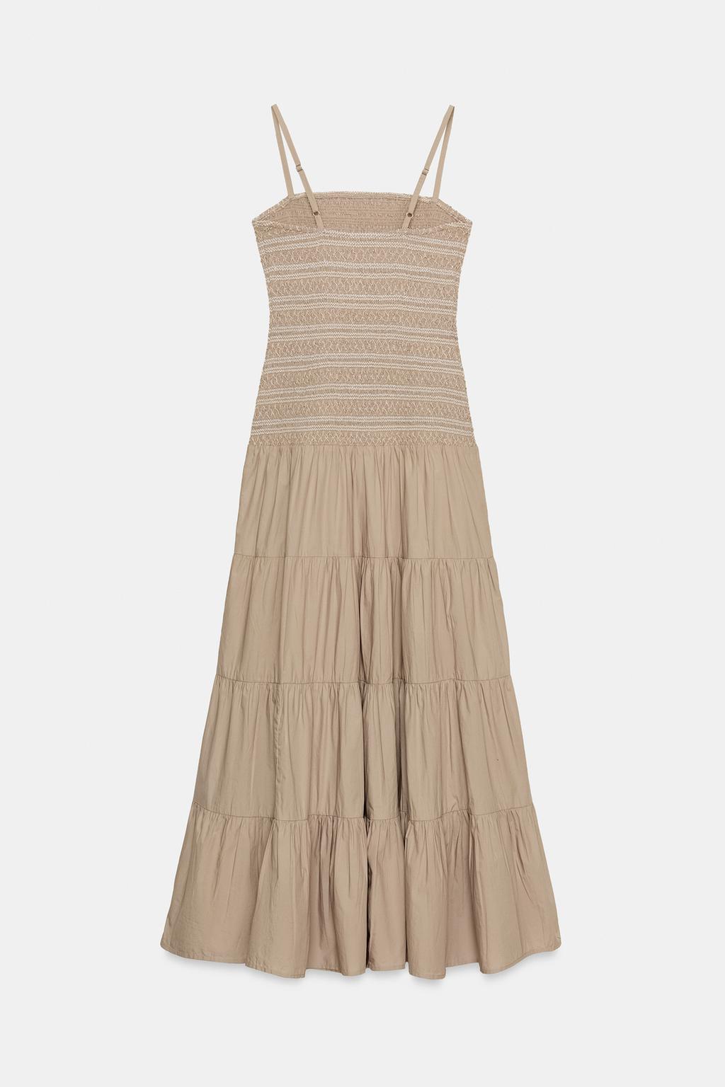 ПЛАТЬЕ МИДИ С ВЫШИВКОЙ И ЭФФЕКТОМ ЖАТКИ