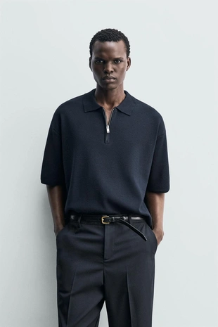 Укороченное поло на молнии- Заказать в России