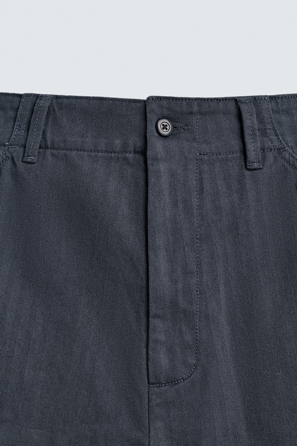 ХЛОПКОВЫЕ ШОРТЫ ИЗ ТКАНИ В ЁЛОЧКУ С ЭФФЕКТОМ ПОТЕРТОСТИ