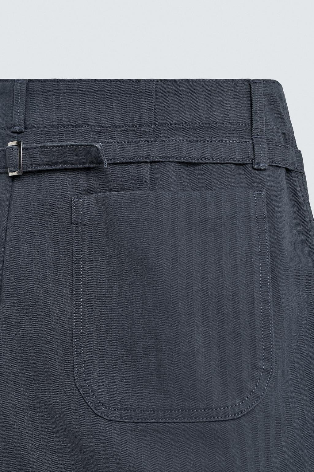 ХЛОПКОВЫЕ ШОРТЫ ИЗ ТКАНИ В ЁЛОЧКУ С ЭФФЕКТОМ ПОТЕРТОСТИ