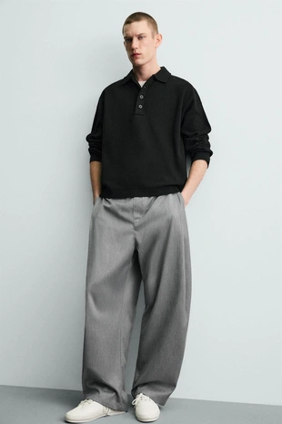 Брюки Balloon Fit с защипами- Заказать в России